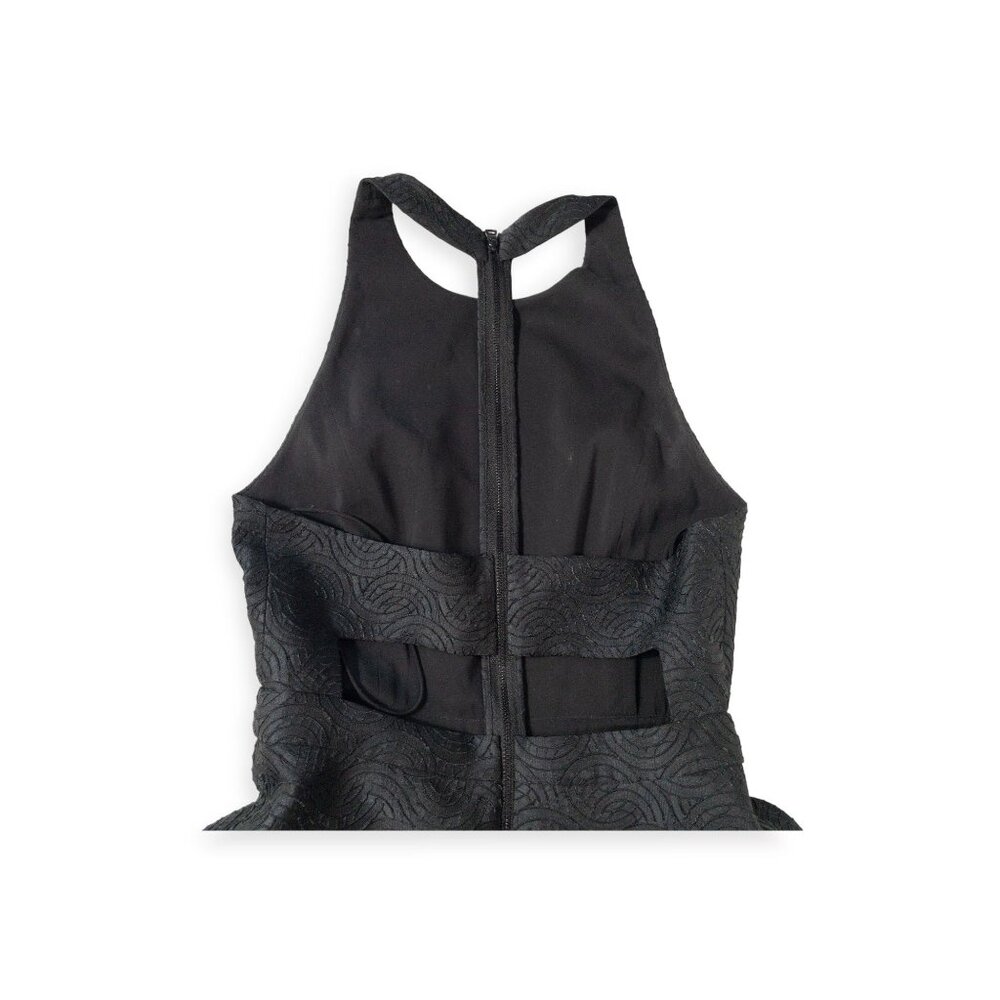 Alice + Olivia Danie Open Back Dress Black Textured Cocktail Dress SZ 4 - Picture 13 of 14